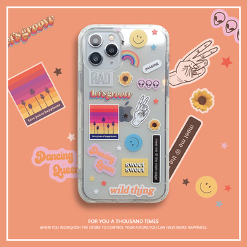 INS Cute Sweet rainbow Smile Phone Case For iPhone 12 11 Pro X XS MAX XR 7 8plus Photograph Earth plane Soft silicon Clear Cover